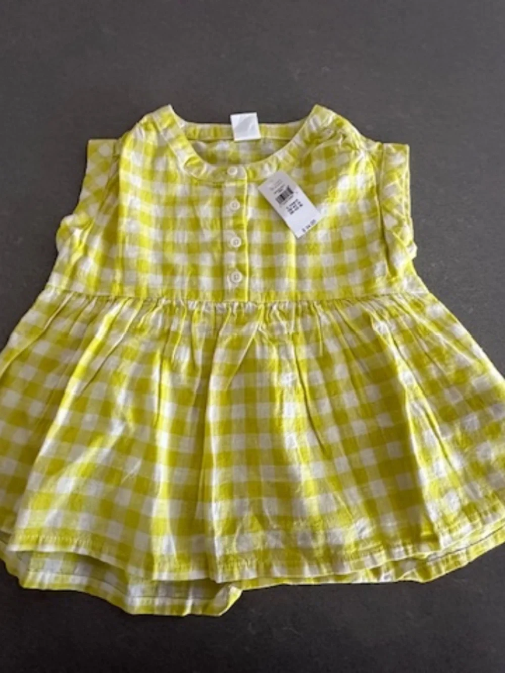 NWT Little Girl Gap Yellow Gingham Linen Peplum Summer Shirt 4T 4 Years